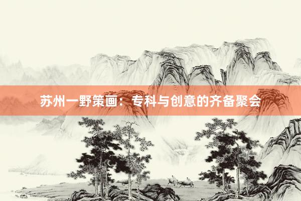 苏州一野策画：专科与创意的齐备聚会