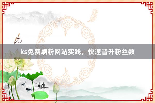 ks免费刷粉网站实践，快速晋升粉丝数