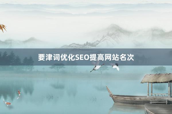 要津词优化SEO提高网站名次